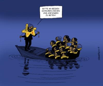 Michel Kichka: Bis zum Hals - Lampedusa
